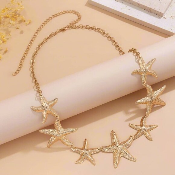 Gold Women's Starfish Waist Chain, Casual or Vacation Necklace - Picture 6 of 9